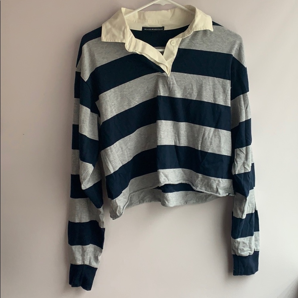 Brandy Melville collared stripe long sleeve